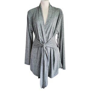 Marika NWT Soft Long Open Cardigan Tie Waist Yoga Wrap Heather Seafoam Green L
